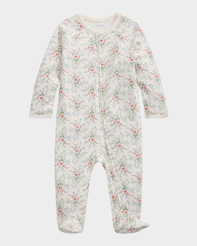 Boy's Floral-Print Coverall, Size Newborn-